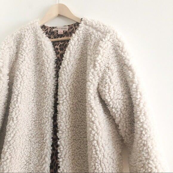 Sherpa Teddy Coat with Leopard Lining Medium Band of Gypsies - Picture 2 of 5